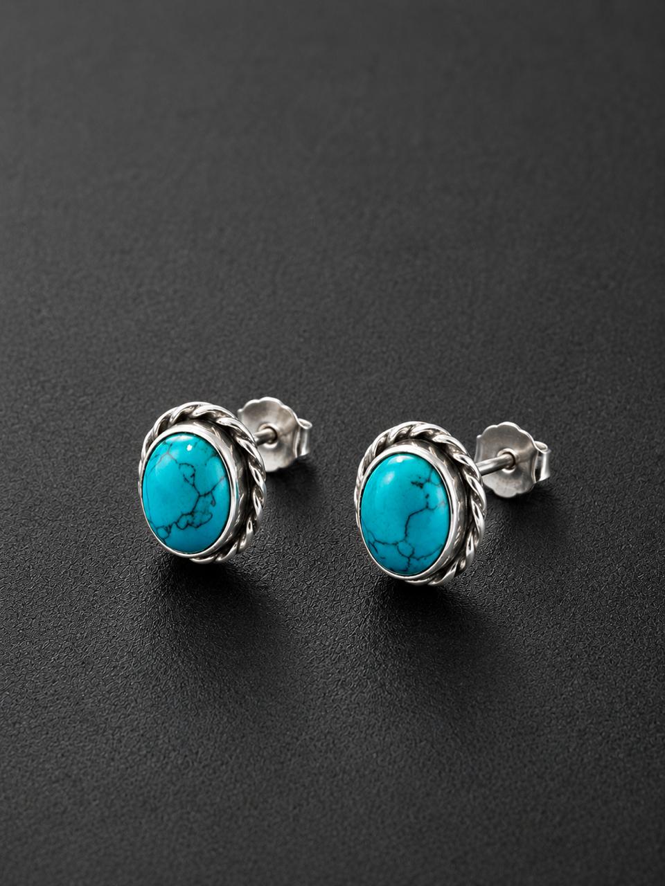 Turquoise Silver Stud Earrings